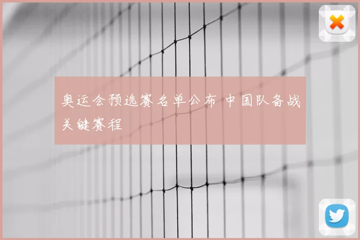奥运会预选赛名单公布 中国队备战关键赛程